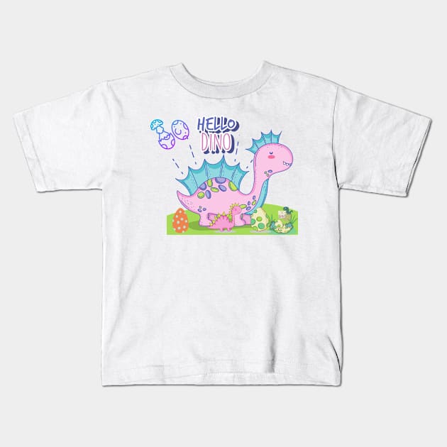 HELLO DINO Kids T-Shirt by MeKong